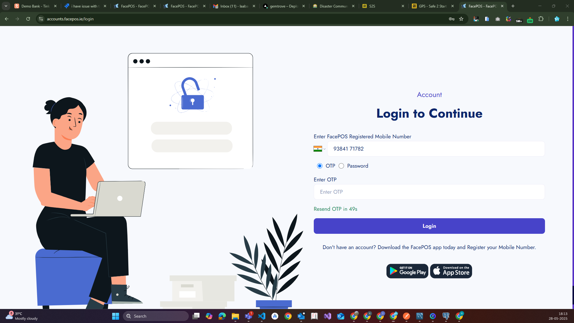 FacePOS Login Page