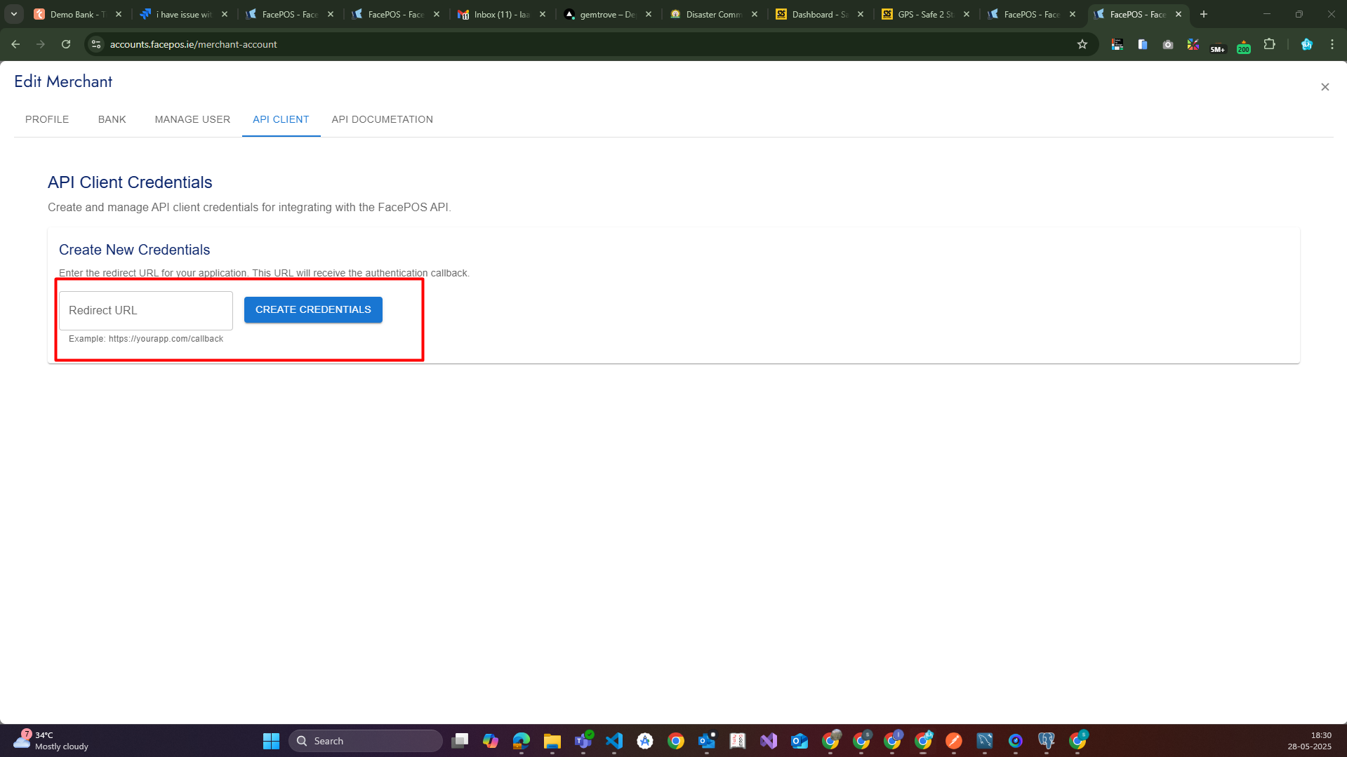 FacePOS Login Page