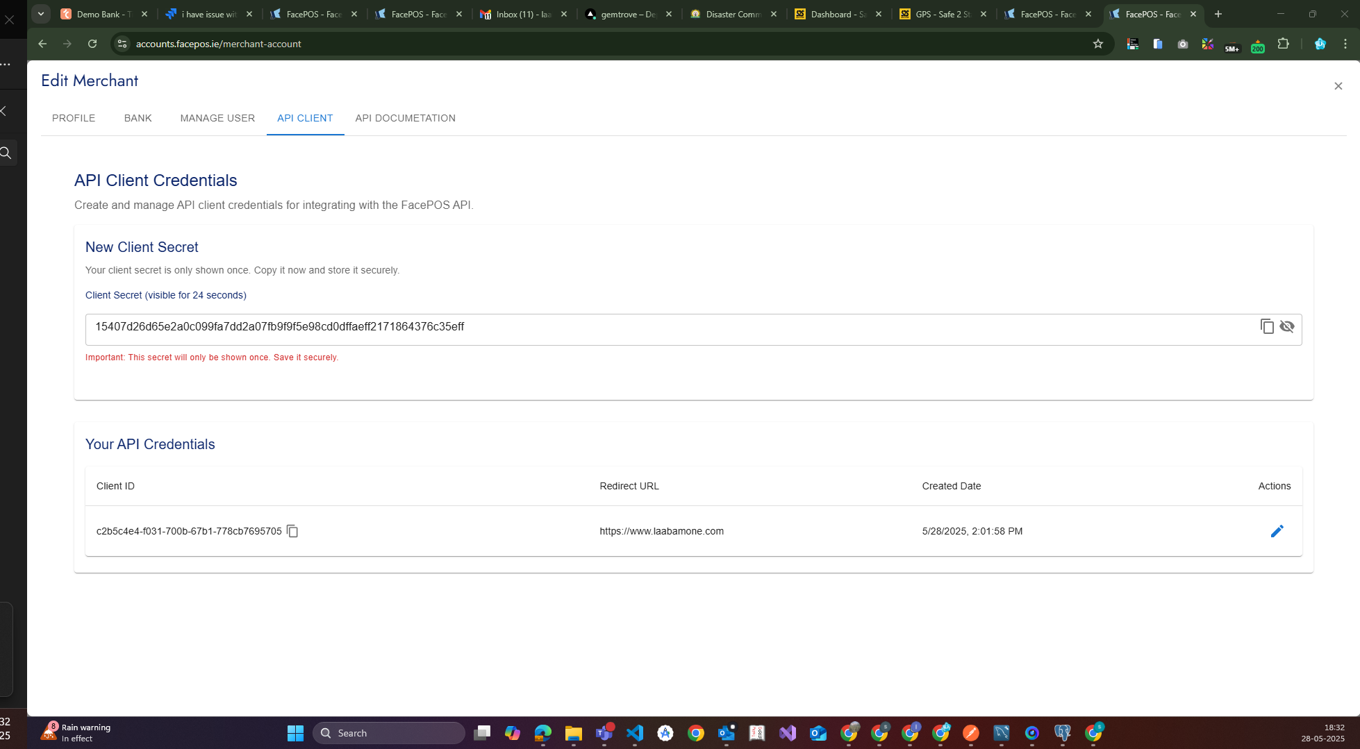 FacePOS Login Page