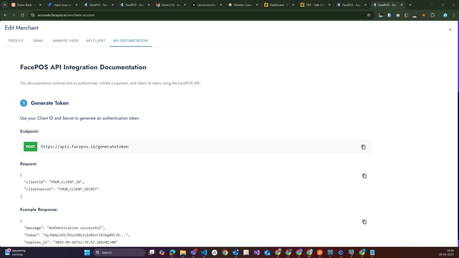 FacePOS Login Page